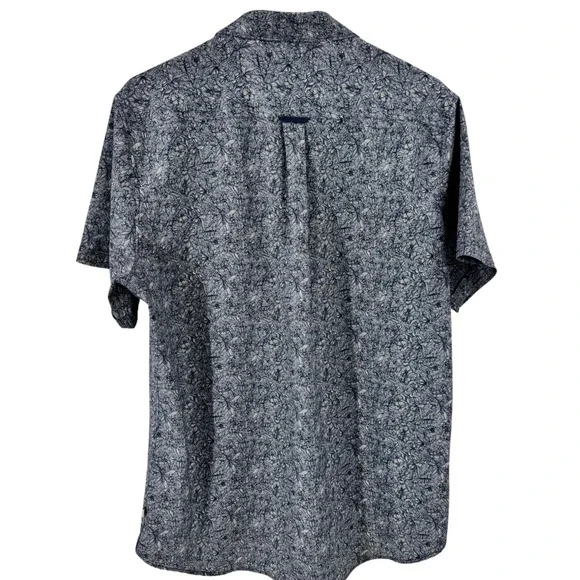 7Diamonds Mens Short Sleeve Button Up Shirt Blue Floral Print 4 Way Stretch Sz L - Picture 4 of 12